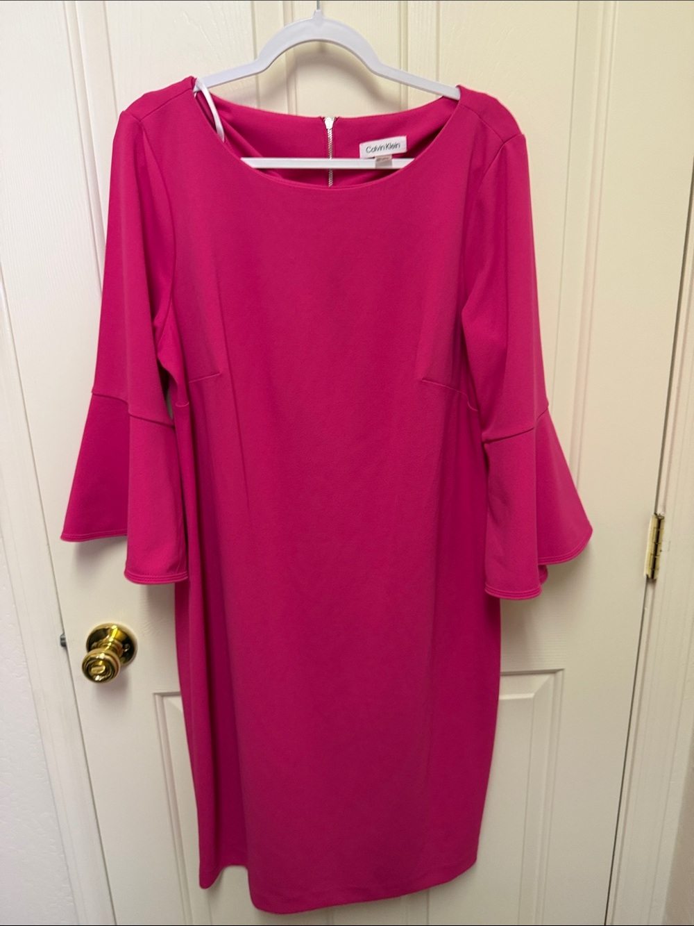 Calvin Klein Fuchsia Bell Sleeve Long Sleeve Midi Dress 16W